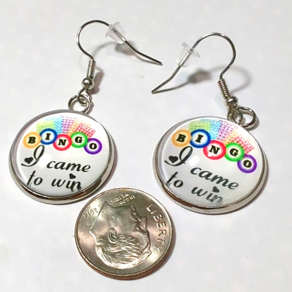 🧮Bingo Earrings "I Came To Win"  Bingo Player Lover Gift NWT